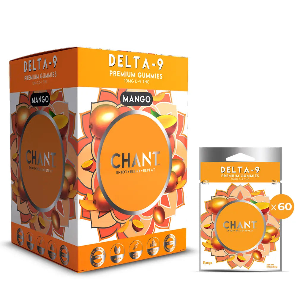 Chant Delta-9 THC Gummy – Mango Pouch – 60 Pouches / Display